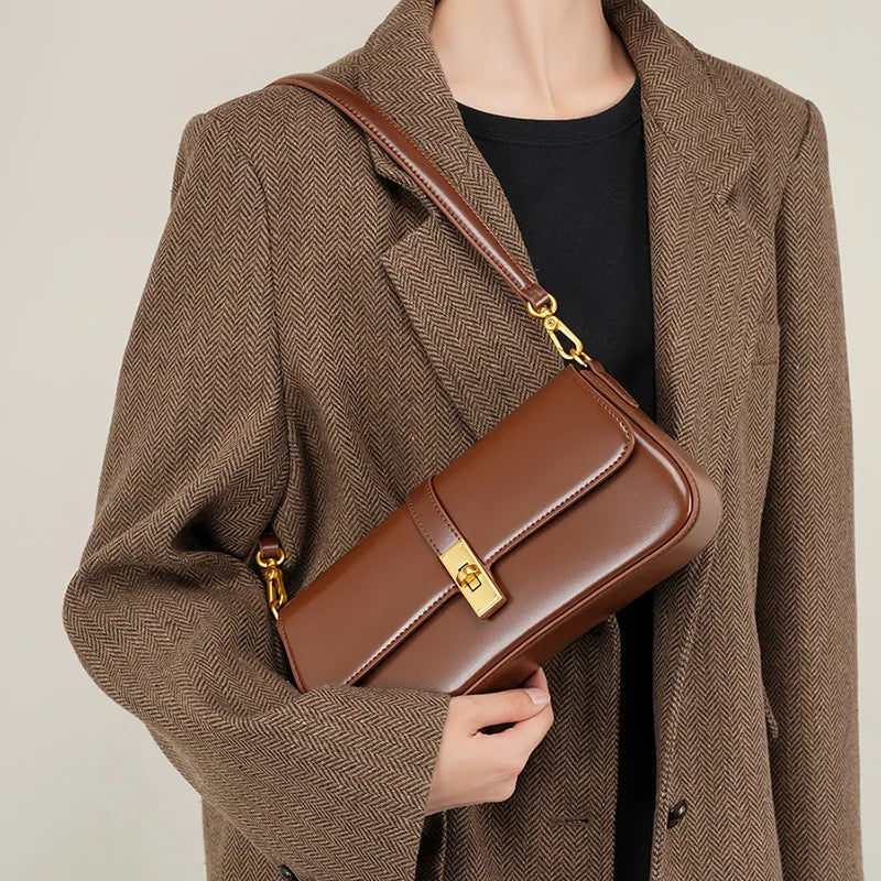 Bolsa Feminina Vintage em Couro Legítimo para Ombro