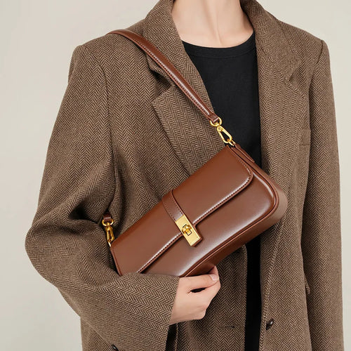 Bolsa Feminina Vintage em Couro Legítimo para Ombro