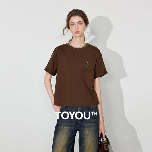 Camiseta Feminina 100% Algodão com Bordado Artístico