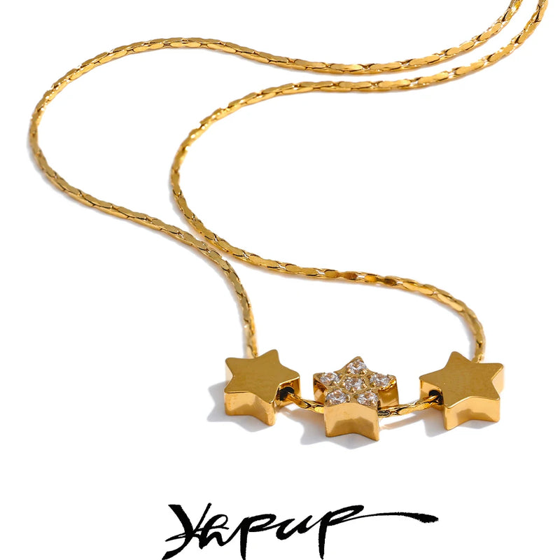 Colar Feminino Estrela com Zircônia em Aço Inoxidável 3