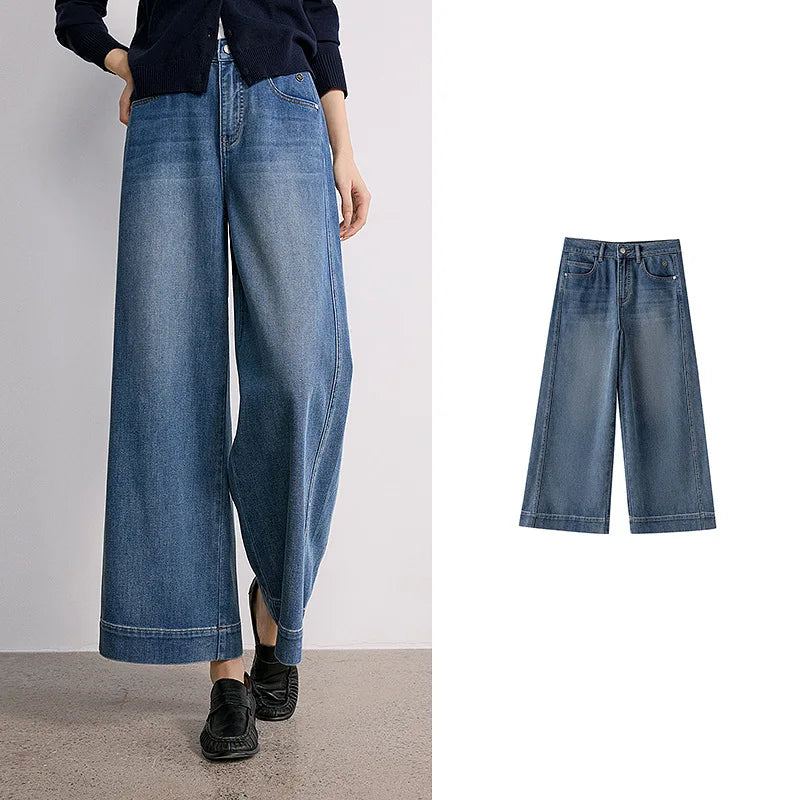 Calça Jeans Feminina Barrel Cropped Cintura Média