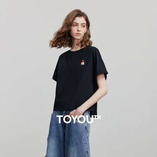 Camiseta Feminina 100% Algodão com Barra Assimétrica