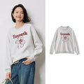 Moletom Feminino Streetwear com Flores e Letras Bordadas