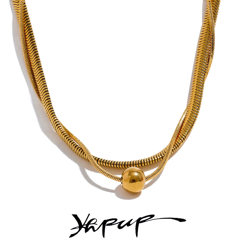 Colar Feminino de Camadas Gota em Aço Inoxidável 10