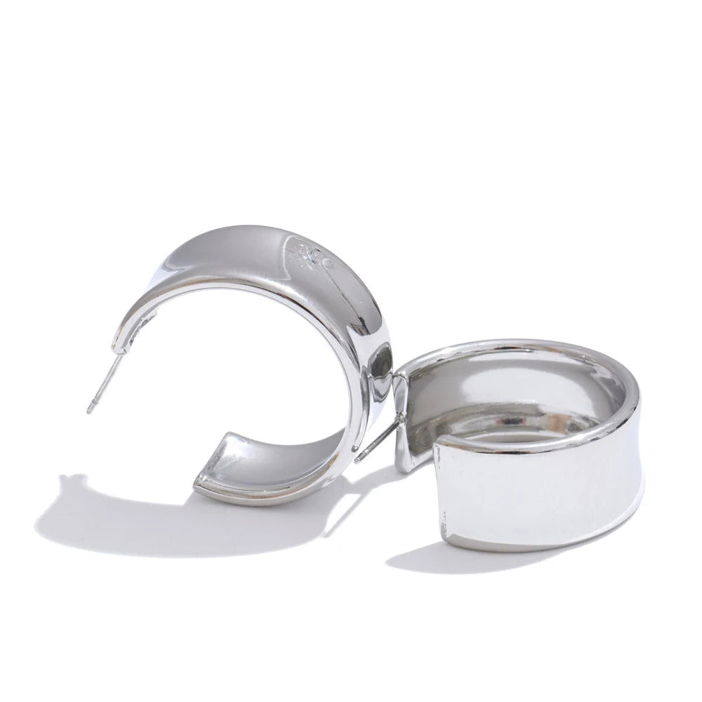 Brinco de Argola C-Shape em Aço Inoxidável Ouro 5