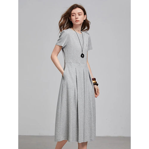 Vestido Midi de Algodão com Bordado e Manga Curta
