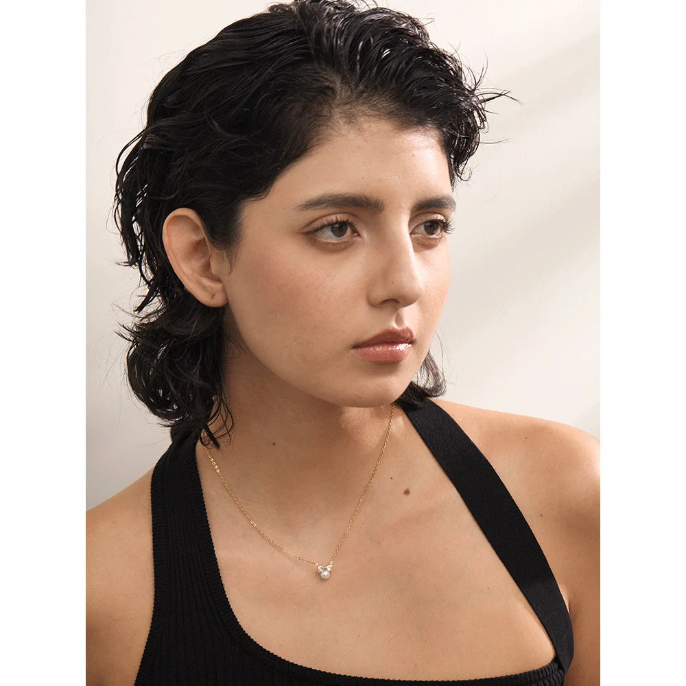 Colar Feminino Gota com Pérola em Aço Inoxidável 17