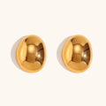 Brinco de Pino Oval Polido com Banho Ouro 18K