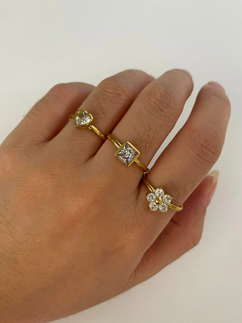 Conjunto de Anéis Abertos com Cristais e Formas Geométricas