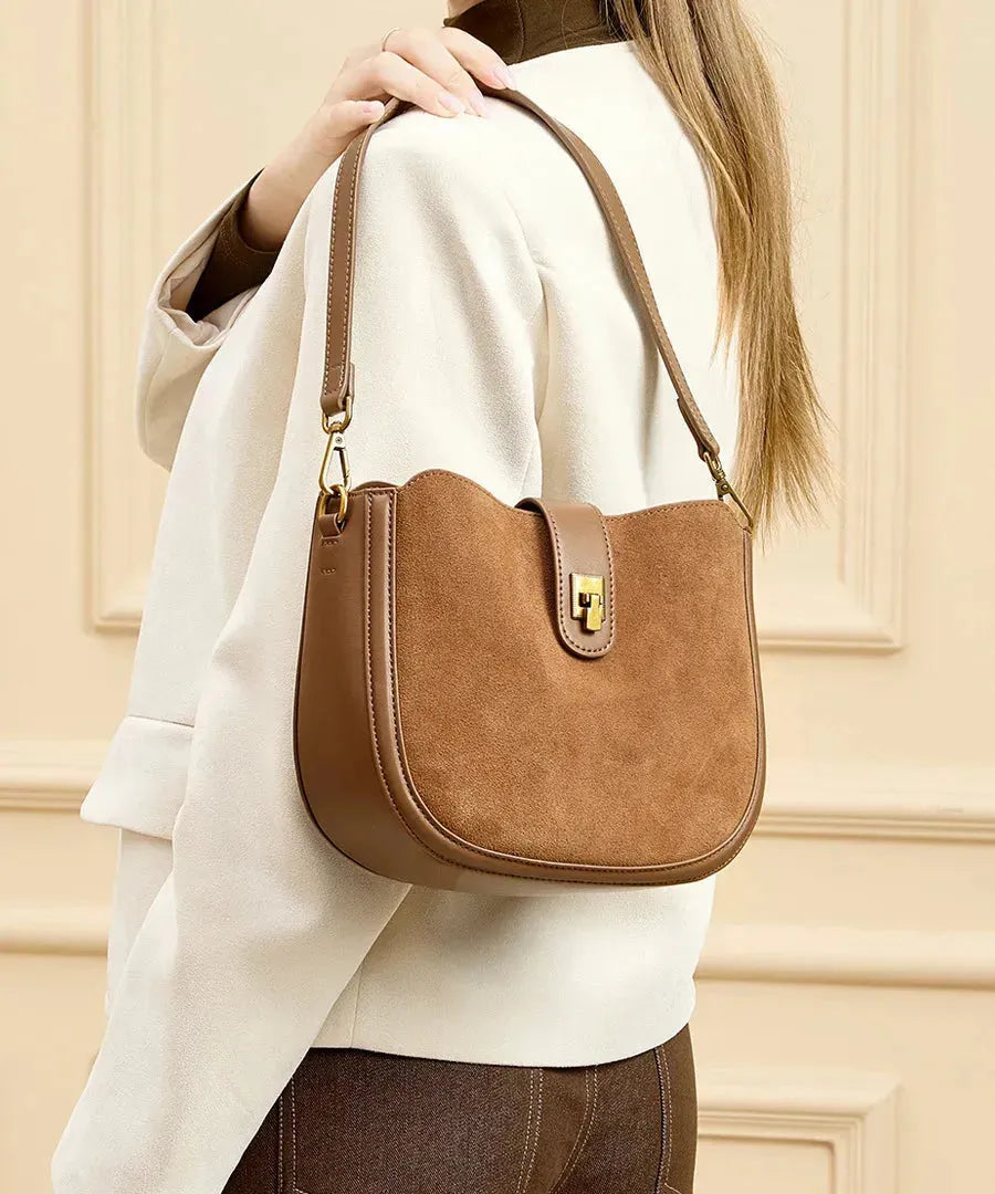 Bolsa Feminina de Couro Legítimo Pequena Formato Shell Vintage para Uso Casual