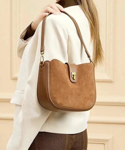 Bolsa Feminina de Couro Legítimo Pequena Formato Shell Vintage para Uso Casual