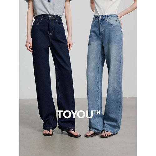 Calça Jeans Feminina Wide Leg Bordada com Elastano