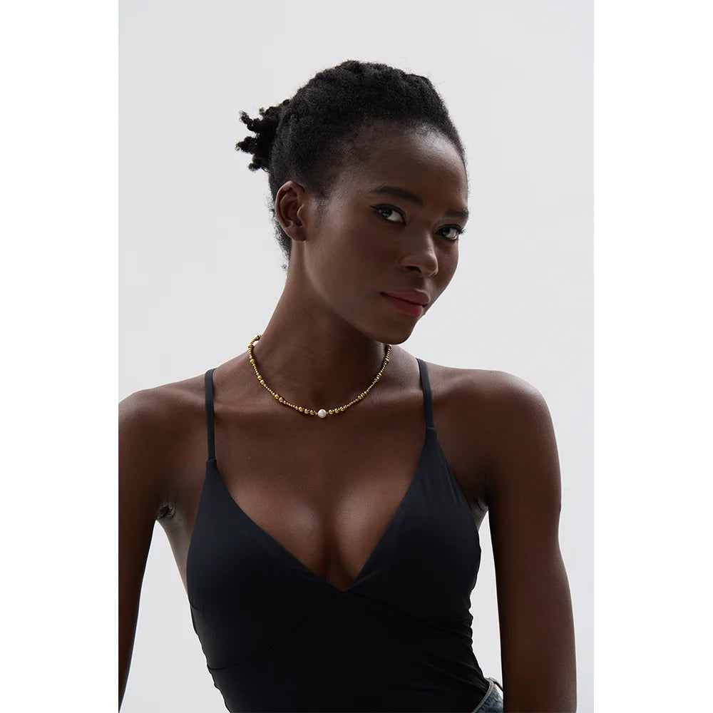 Colar Feminino Gota com Pérola em Aço Inoxidável 10