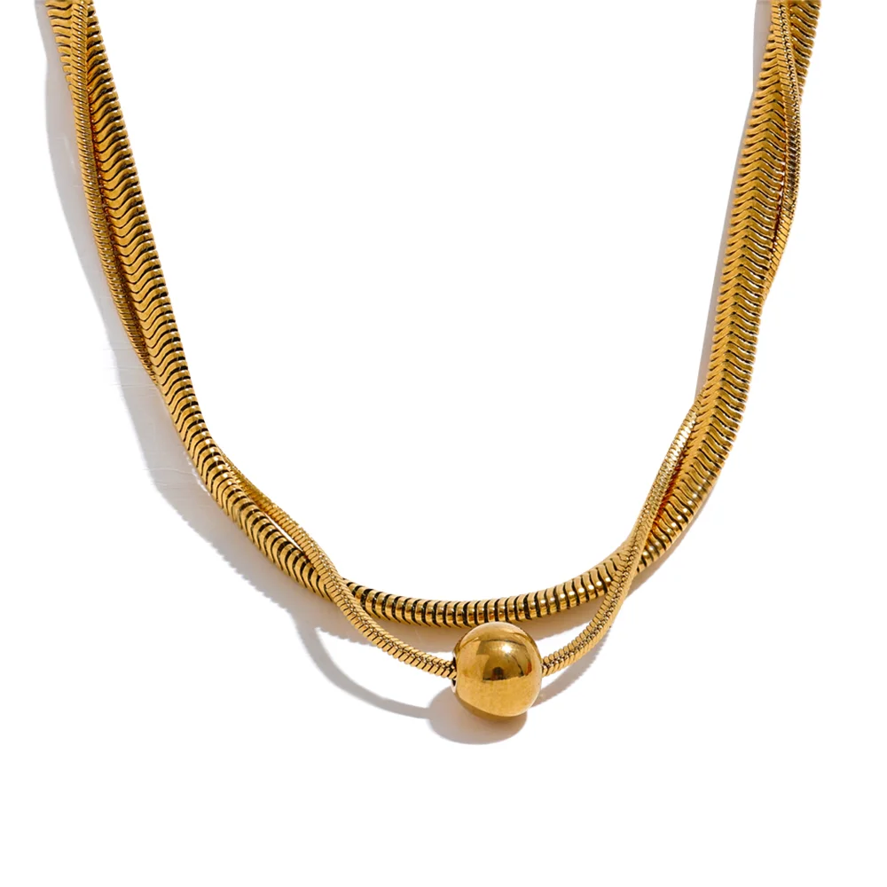 Colar Feminino de Camadas Gota em Aço Inoxidável 10 YH828A Gold