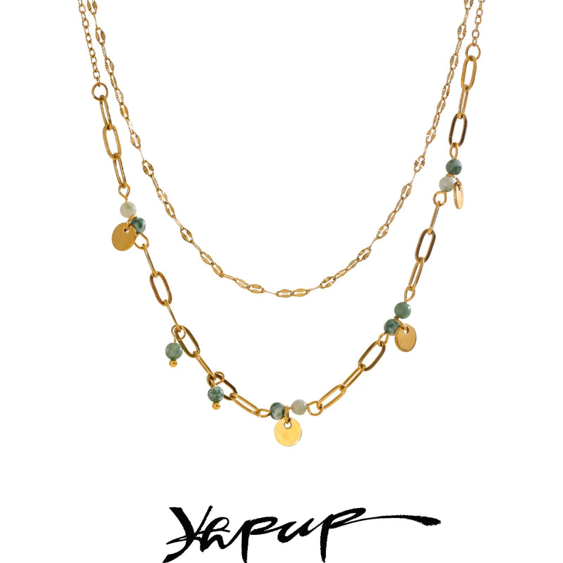 Colar Feminino de Camadas Gota em Aço Inoxidável 7