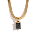Colar Feminino Quadrado com Zircônia em Aço Inoxidável 3 Preto