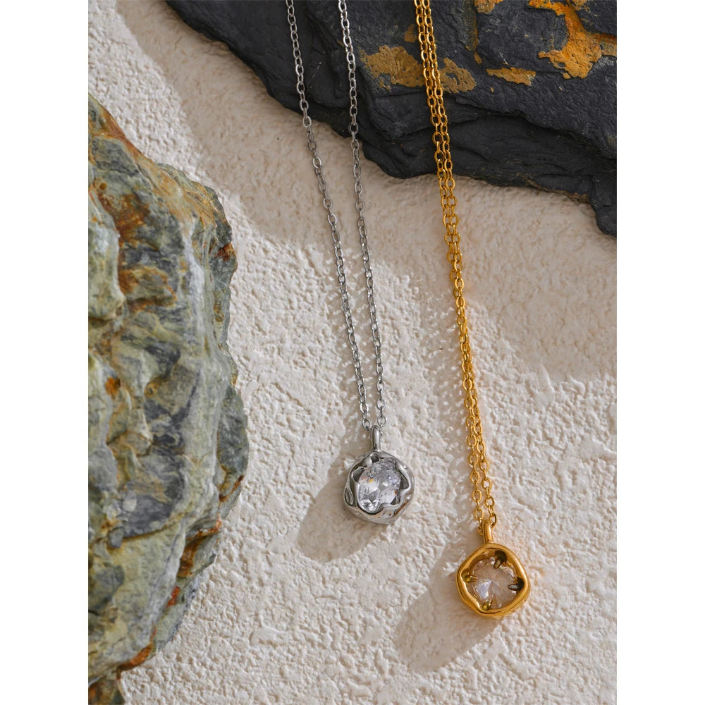 Colar Feminino Gota com Zircônia em Aço Inoxidável 6