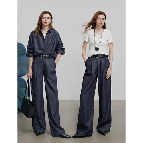 Calça Jeans Feminina Wide Leg com Liocel e Acetato
