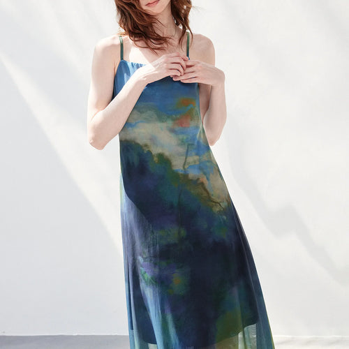 Vestido Midi Estampado Aquarela em Degradê