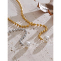 Colar Feminino Redondo com Pérola em Aço Inoxidável 6