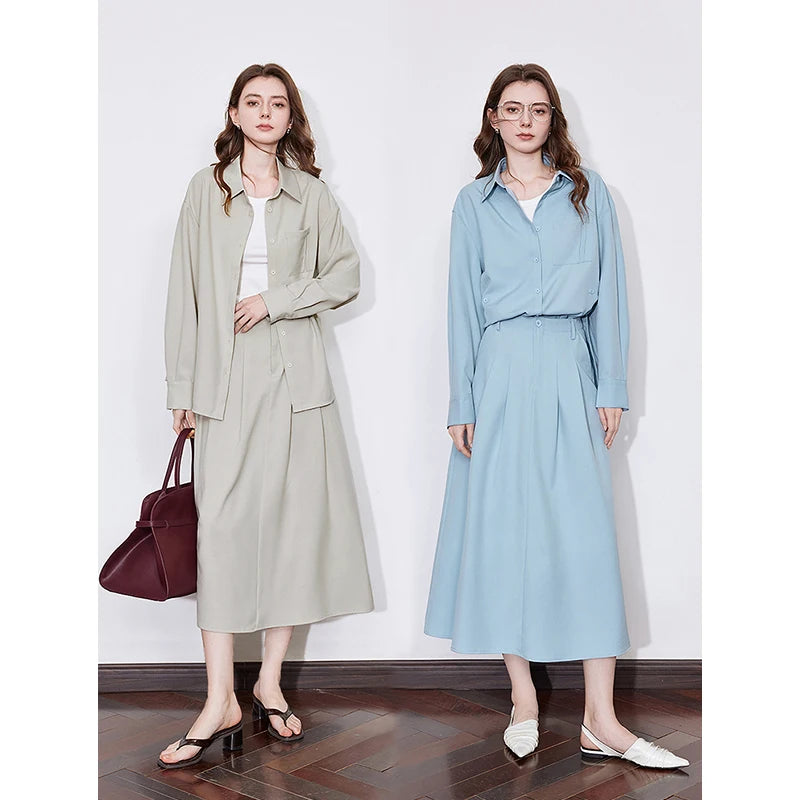 Saia Midi Feminina com Bolsos Evasê Evasê