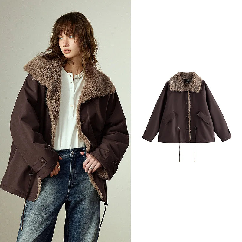 Casaco Feminino 3 em 1 Acolchoado com Tecido Oxford Brown