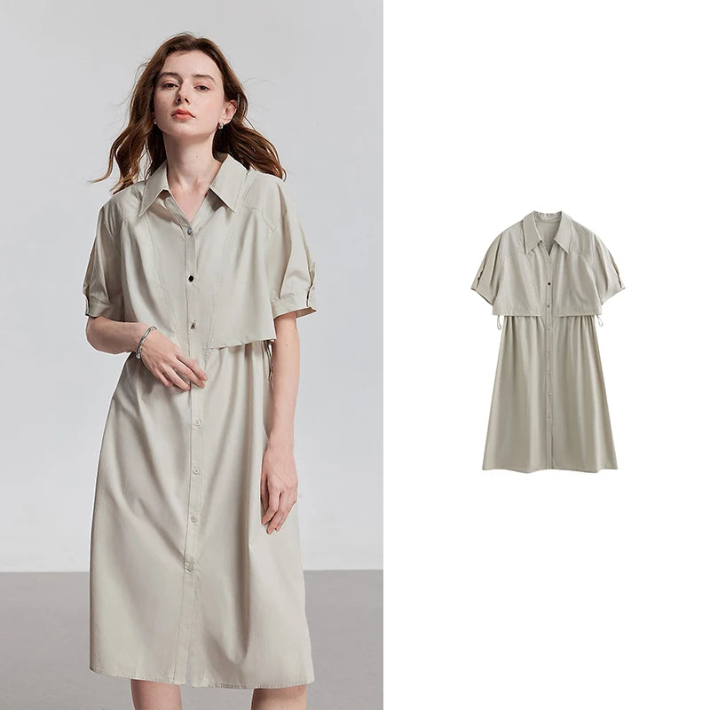 Vestido Chemise Midi Solto de Liocel Light Yellow