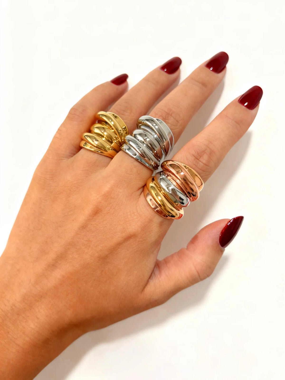 Anel Espiral Irregular Minimalista em Aço Inoxidável