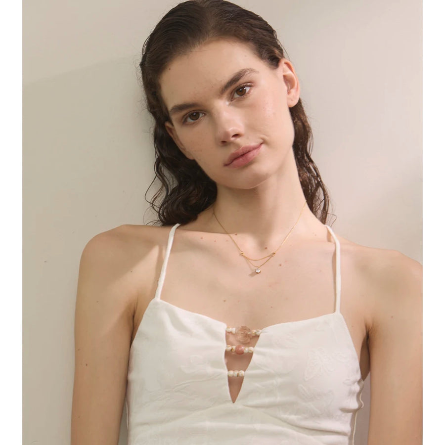 Colar Feminino de Camadas Gota com Zircônia em Aço Inoxidável 6