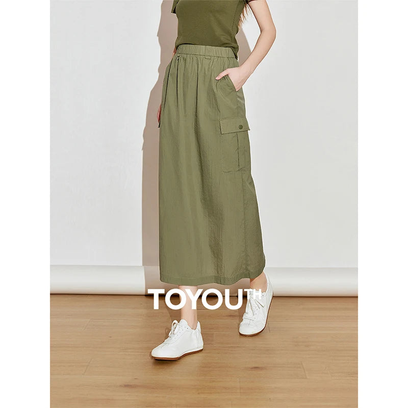 Saia Midi Feminina UV com Renda