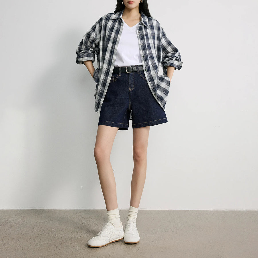 Shorts Jeans Feminino Wide Leg com Elastano
