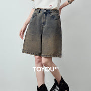 Shorts Jeans Feminino Wide Leg com 5 Bolsos
