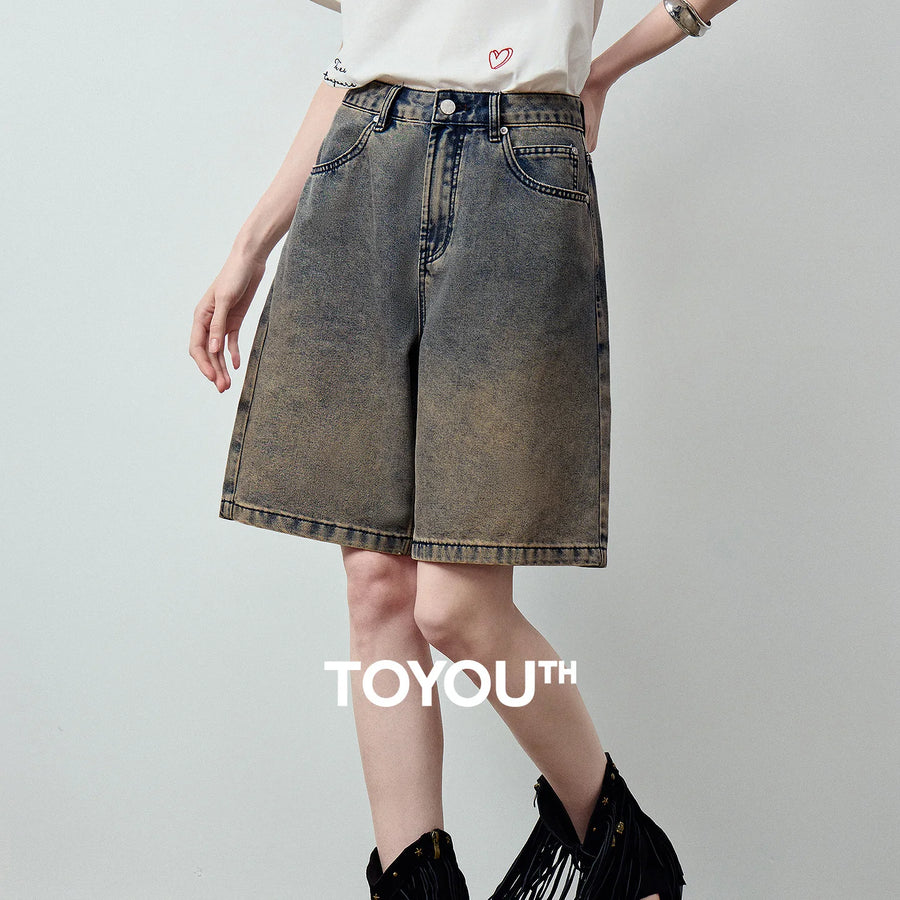 Shorts Jeans Feminino Wide Leg com 5 Bolsos