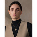 Colar Feminino Cruz com Zircônia em Aço Inoxidável 2