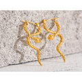Yhpup Stylish Unique Stainless Steel Snake Unusual Hoop Earrings Statement Pvd Gold Color Texture Waterproof Charm Jewelry Women