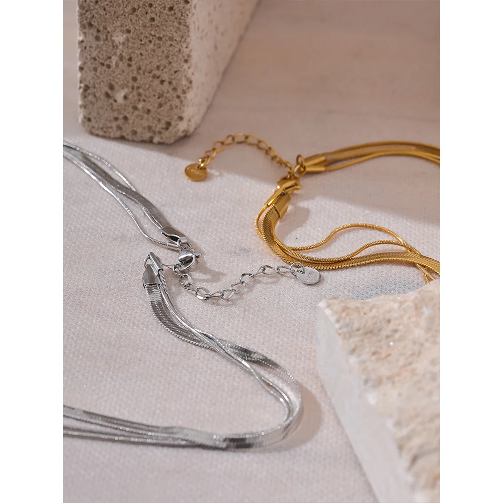 Colar Feminino de Camadas Gota em Aço Inoxidável 6