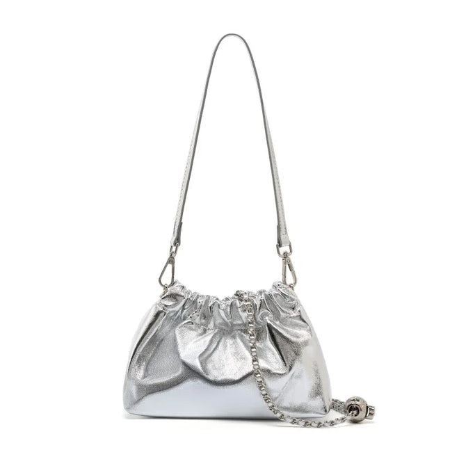 Bolsa Feminina Pequena em Couro Legítimo com Corrente para Ombro