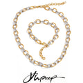 Yhpup Stainless Steel Metal Handmade Chain Statement Necklace Bracelet 2026 PVD Plated Waterproof Popular Statement Jewelry