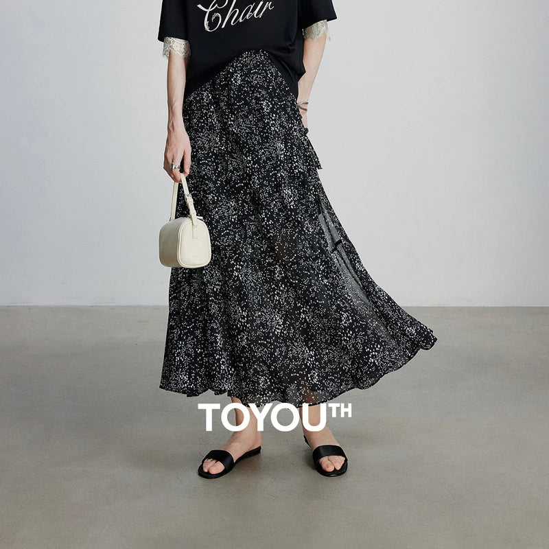 Saia Midi Feminina Floral Estampada