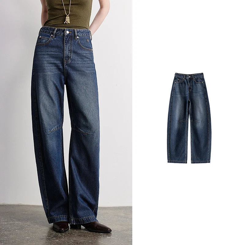 Calça Jeans Feminina Barrel Cintura Alta
