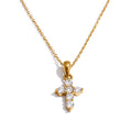 Yhpup High Quality Shiny CNC Cubic Zirconia Cross Pendant Necklace Gift Gold & Platinum Plated Delicate Fashion Collar Jewelry YH3763A Gold