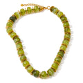 Yhpup Exclusive Resin Beads & Spacer Chain Handmade Statement Necklace 2025 Stainless Steel Waterproof Fashion Jewelry Gift YH6560A Green