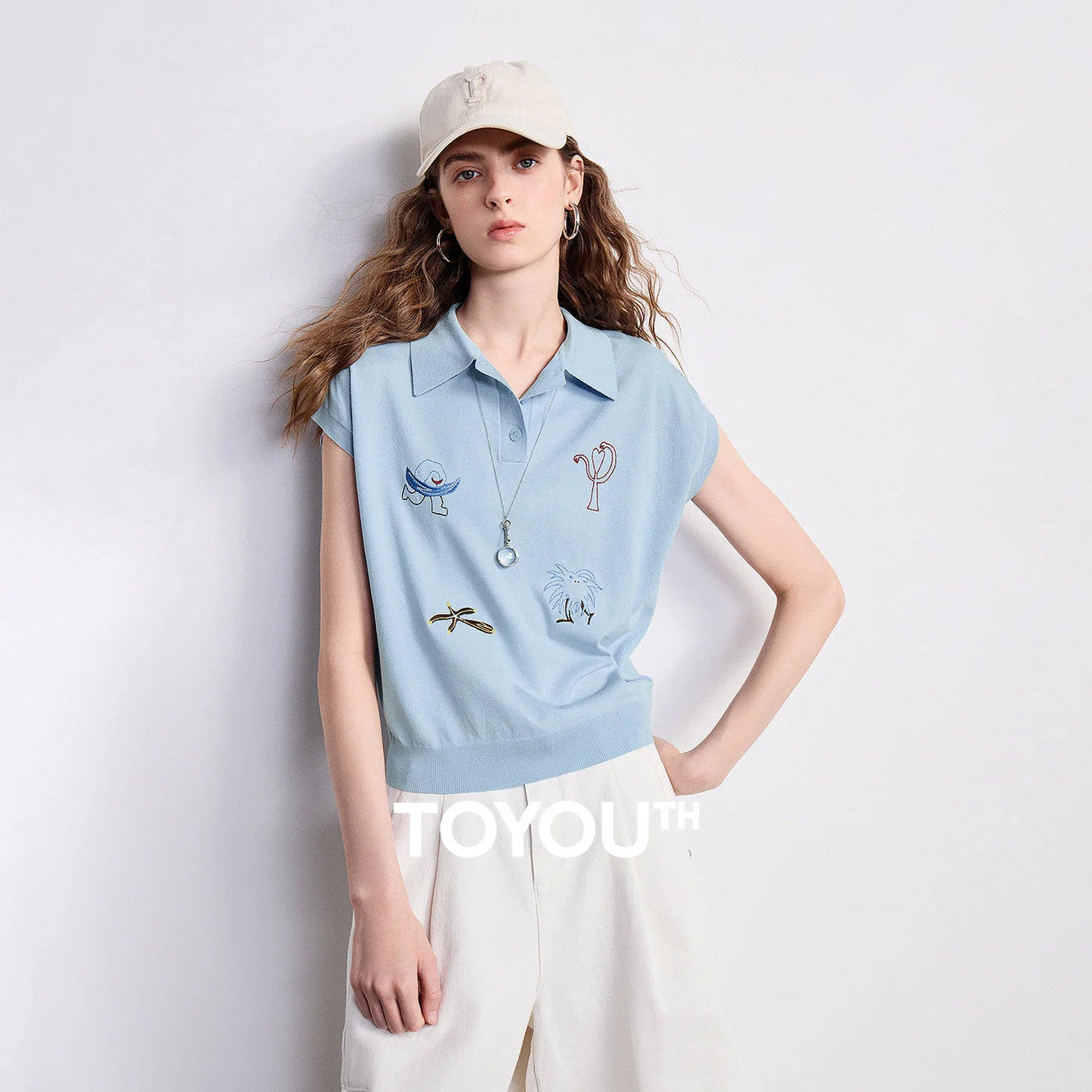 Blusa Feminina de Tricô Ice Silk com Bordado