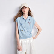 Blusa Feminina de Tricô Ice Silk com Bordado