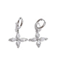 Colar Feminino Cruz com Zircônia em Aço Inoxidável 7 Brinco Prata