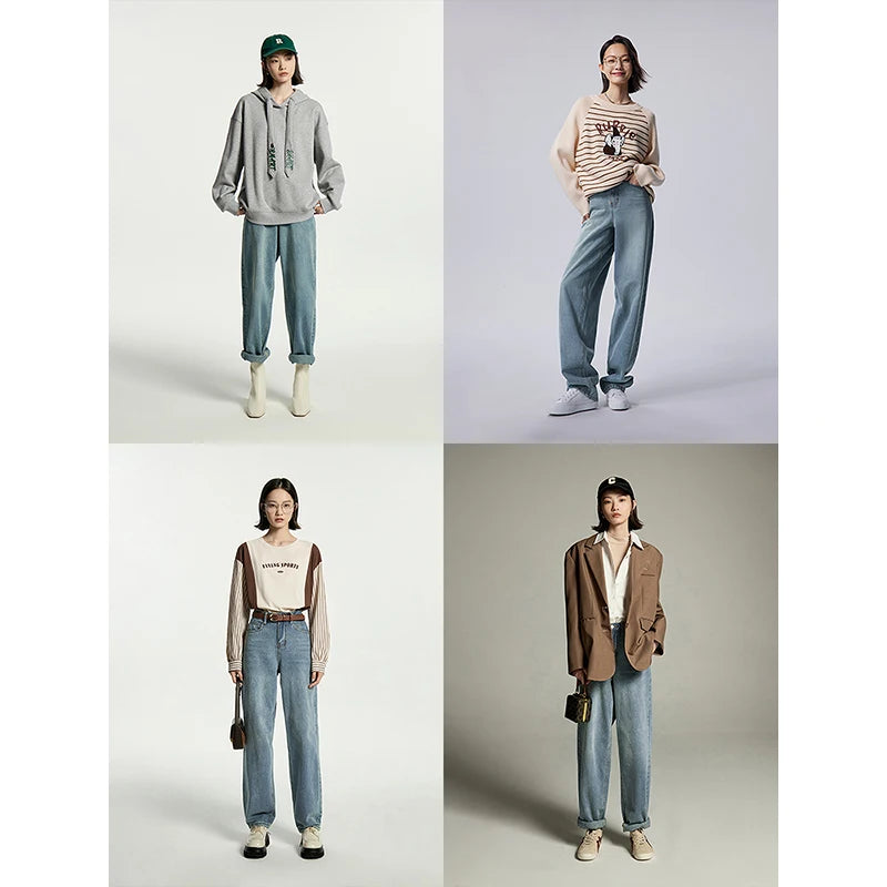 Calça Jeans Feminina Reta Cintura Alta Azul Claro