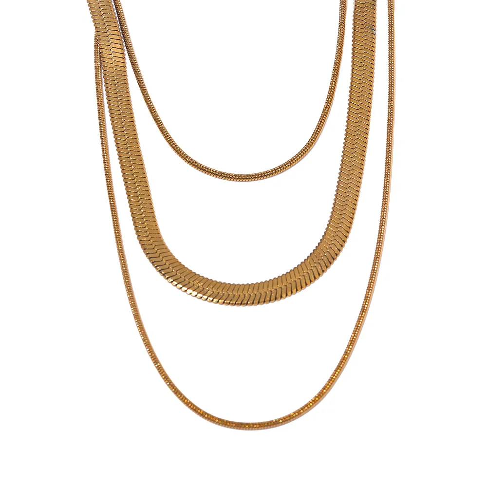 Colar Feminino de Camadas Gota em Aço Inoxidável 6 YH3518A Gold