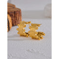 Yhpup France Fashion 18k Gold Plated Stainless Steel C Shape Hoop Earrings High Quality Geometry Charm Waterproof Jewelry Bijoux