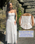 Mingmingxi Women Long Floral Print Spaghetti Strap Maxi Dress Summer Elegant Lace Up Dress Flowy Holiday Party Beach Wear Dress lace up on the back 1