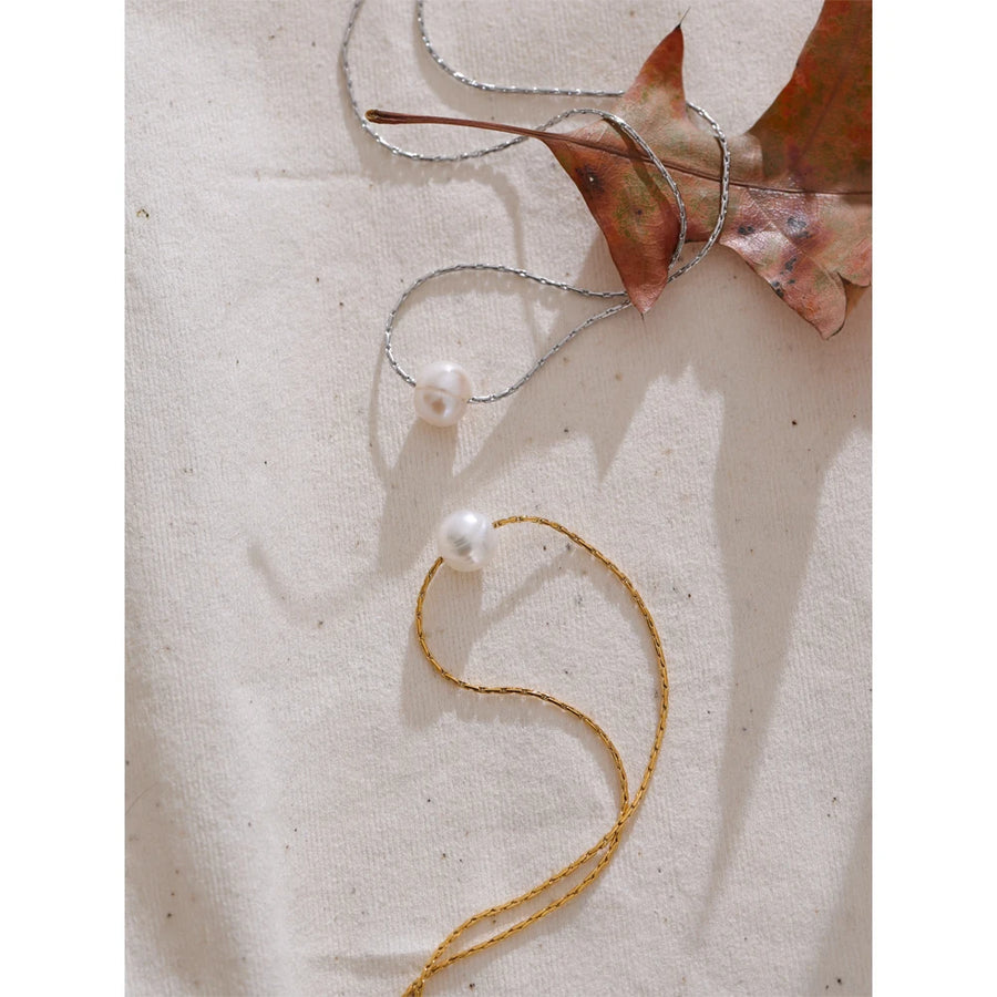 Colar Feminino Redondo com Pérola em Aço Inoxidável 4